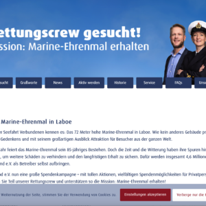 Spende Marine Ehrenmal Wordpress Website aus Kassel: Spendenseite für das Marine Ehrenmal Laboe kommt von Schira-Design