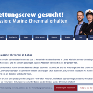 Spende Marine Ehrenmal Wordpress Website aus Kassel: Spendenseite für das Marine Ehrenmal Laboe kommt von Schira-Design