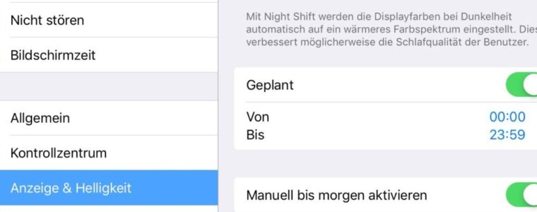 Nightshift iPad Blaulichtfilter - Augenschule Kassel