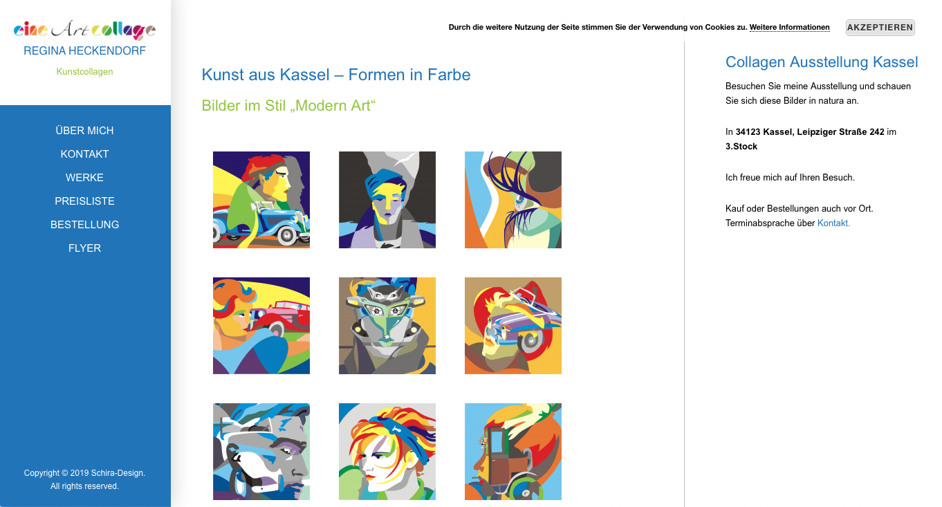 Webdesign in WordPress für eine-art-collage.de von Schira-Design Kassel