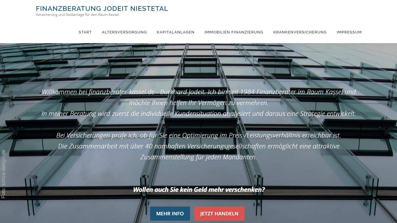 Wordpress Homepage Finanzberater Burkhard Jodeit, erstellt von Schira-Design Kassel