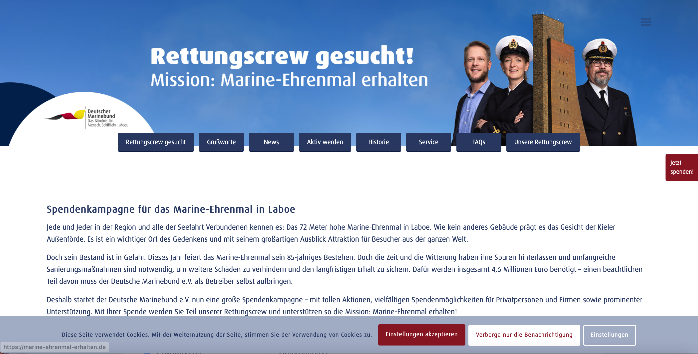 Wordpress Website aus Kassel: Spendenseite für das Marine Ehrenmal Laboe kommt von Schira-Design