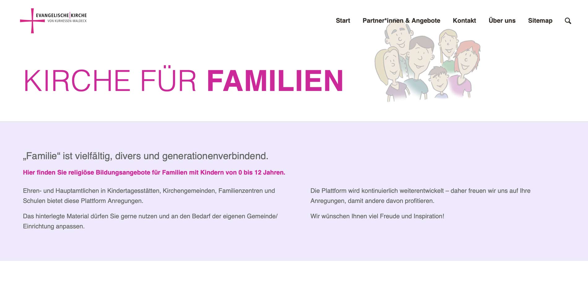 Wordpress Kassel - Webdesign für die Homepage "Kirche für Familien"