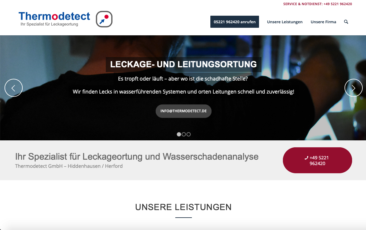 Wordpress Website aus Kassel von Schira-Design für Thermodetect GmbH